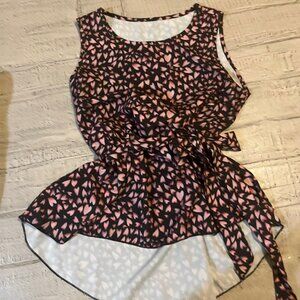 SHEIN LUNE Valentine's Day Heart Printed High-Low Hem Women's Shirt